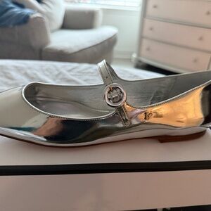 Larroude Silver Flats with Strap